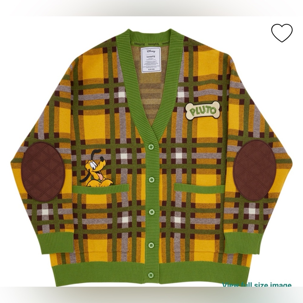 NWT Loungefly Disney Pluto 95th anniversary plaid sweater cardigan size 3X